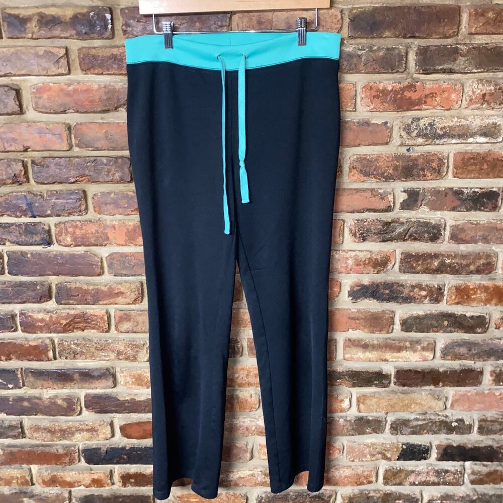 Silverwear Black Seafoam Green Straight Leg Track Sweatpants Women's Size Medium